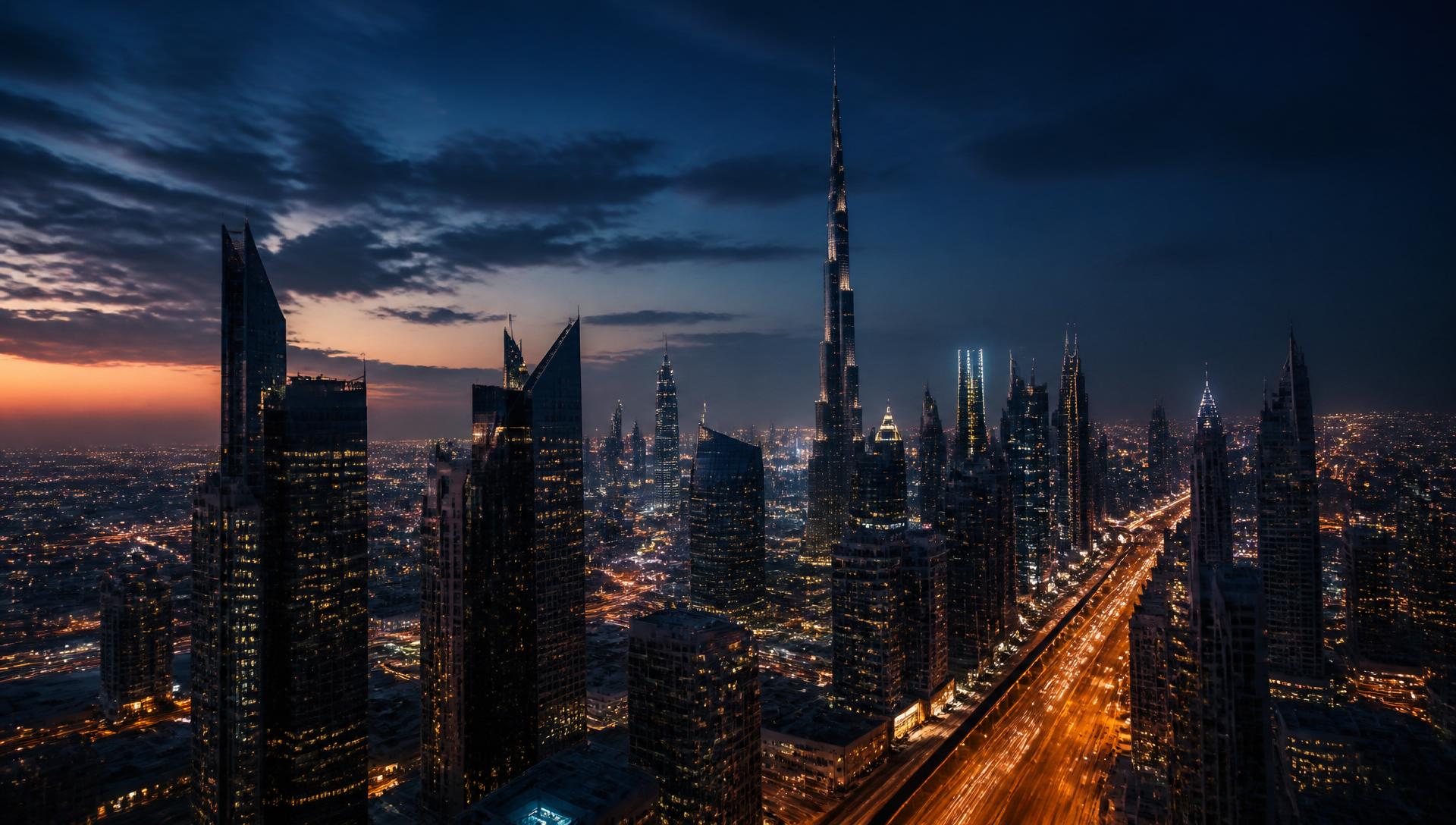 Dubai skyline at dusk